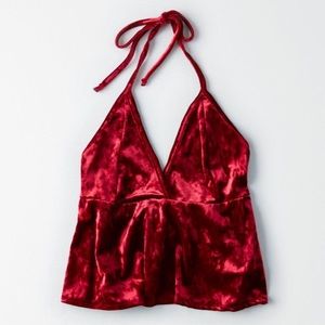 Crushed Red Velvet Flounce Tank